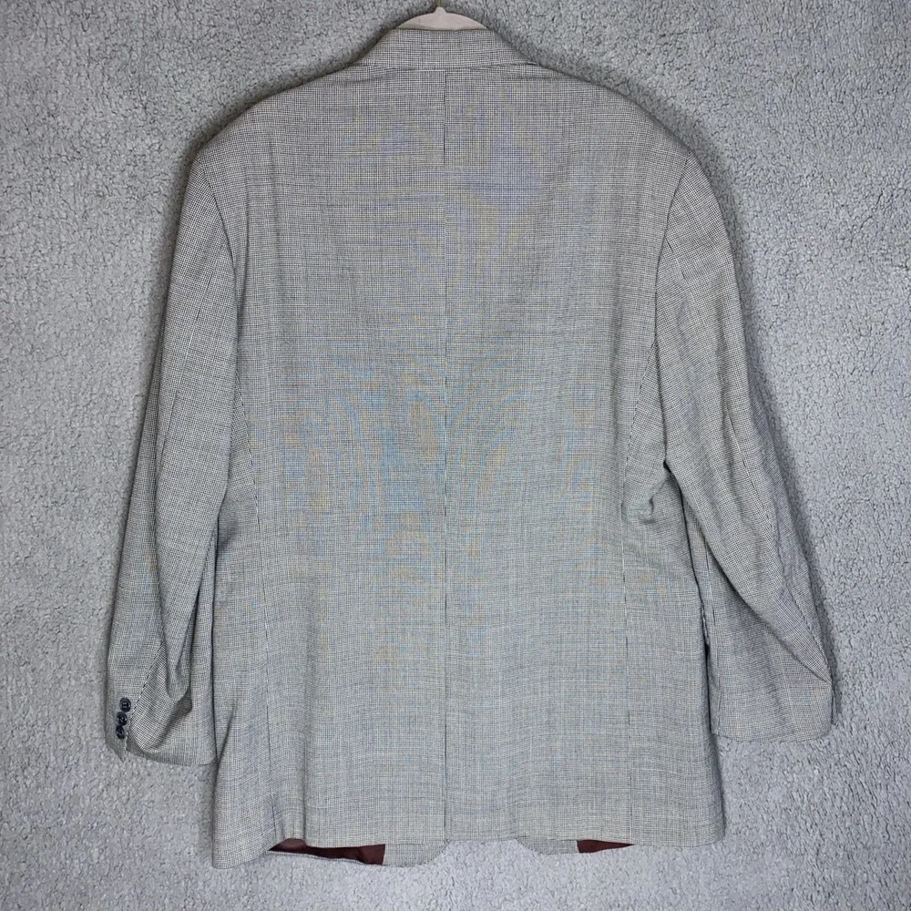 Brooks Brothers Sport Blazer Mens 44L Gray Houndstooth Wool Blend USA SeasonF3